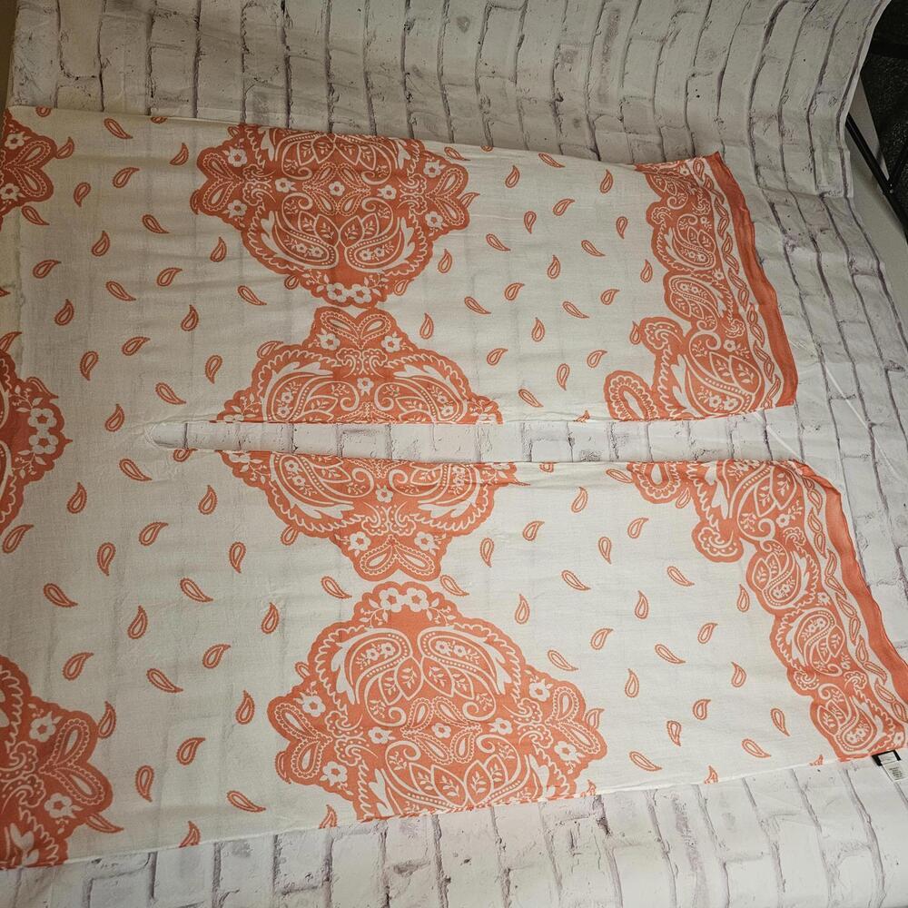 Orange and White Paisley Beach Wrap Scarf - Picture 6 of 6